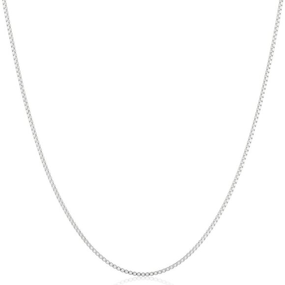 Sterling Silver Thin 0.8mm Box Chain Necklace | Available in Yellow Gold or Silv - Picture 1 of 5